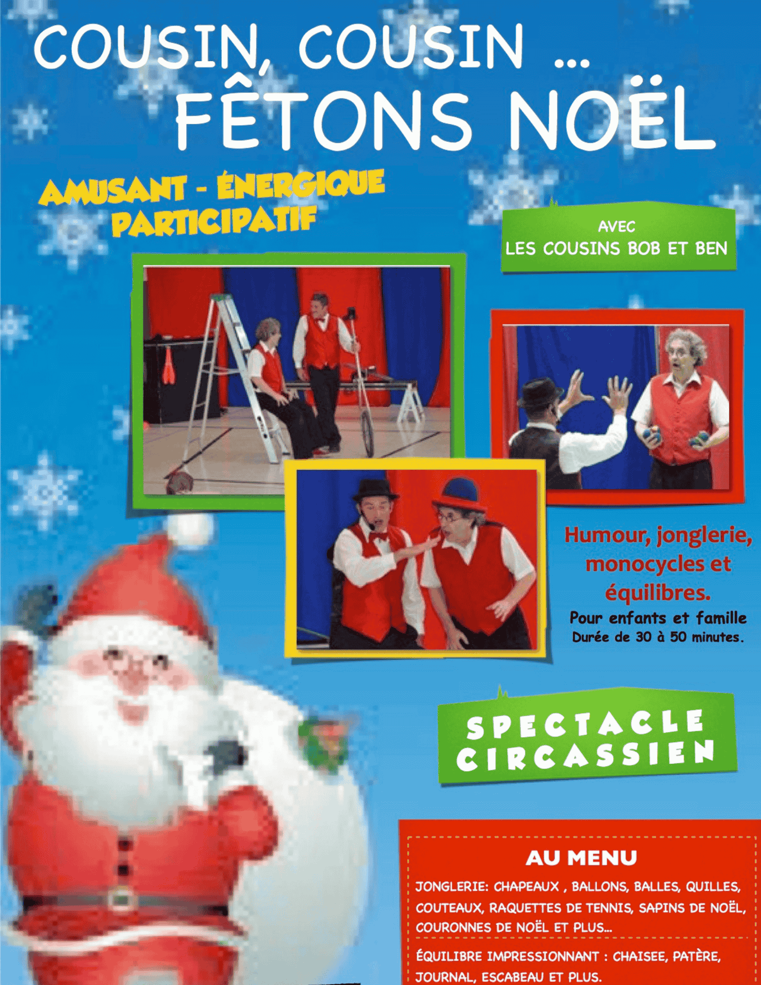 Spectacle de Noël amusant, drôle avec de la jonglerie et du monocycle